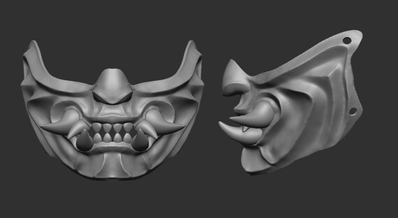Half Face Japanese Oni Samurai Mask Stl File for 3d Print - Etsy