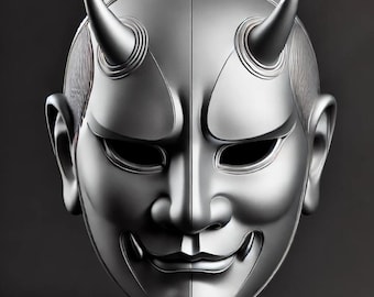 Oni Japanese Demon Samurai Hannya Spirit Mask - Wearable Stl File For 3D Print