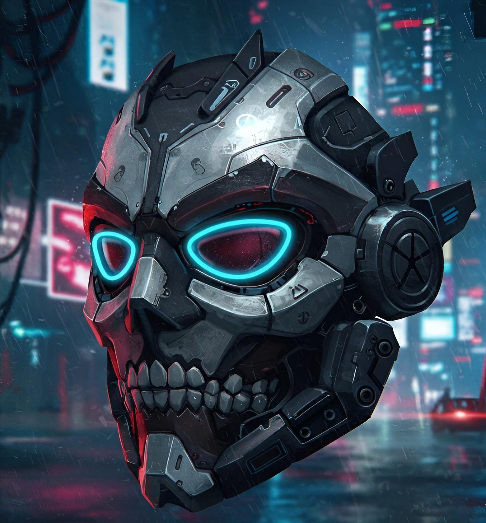 Neon Cyber Sentinel Mask – Futuristic Sci-fi Skull STL for 3D Printing ...