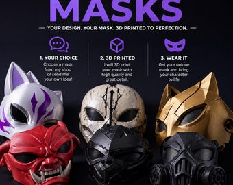 Custom 3D Printed Mask | Cosplay, Halloween, Wearable Art (Made to Order)
