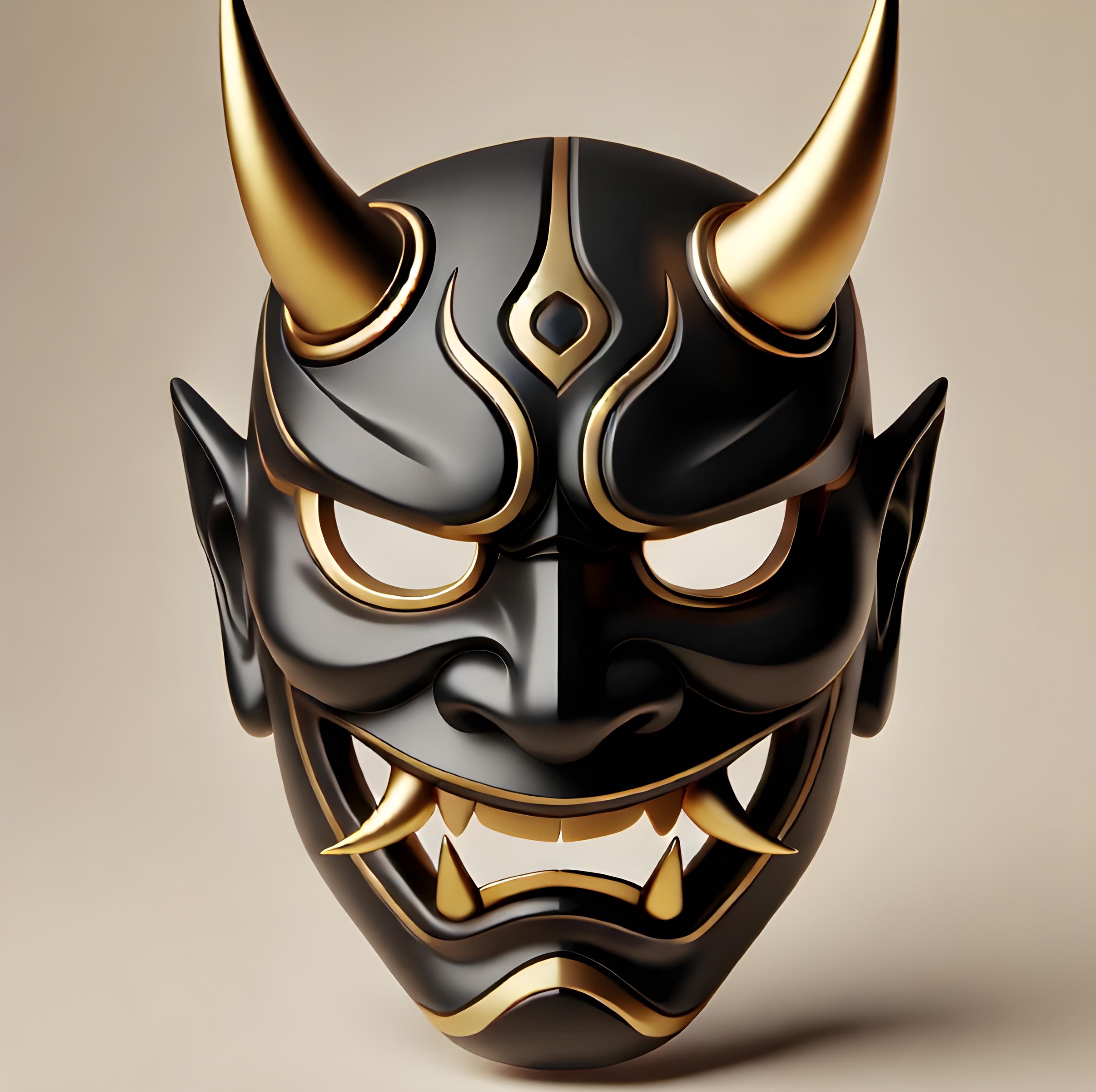 3D Printable Japanese Oni Mask STL File - Cosplay Samurai Demon