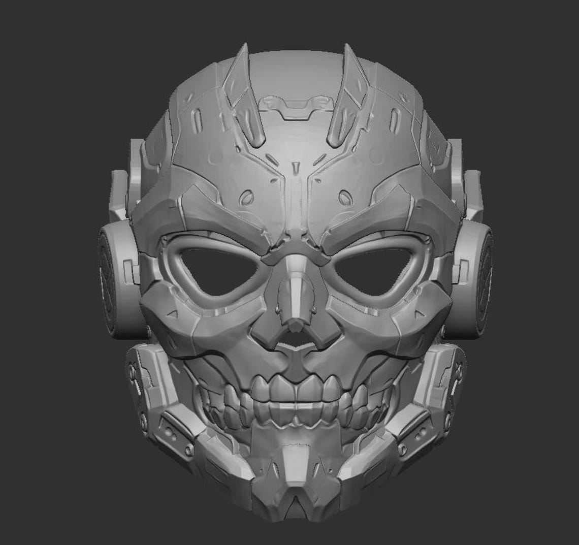Neon Cyber Sentinel Mask – Futuristic Sci-fi Skull STL for 3D Printing ...