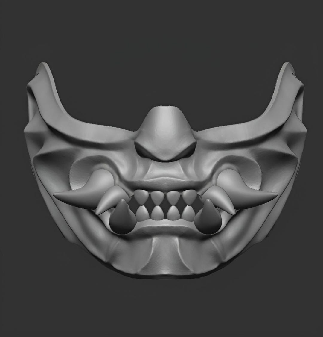 Half Face Japanese Oni Samurai Mask Stl File for 3d Print - Etsy