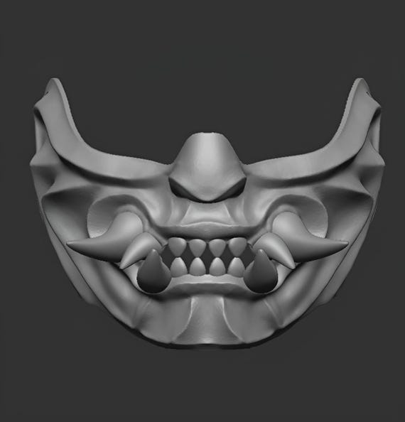 Half Face Japanese Oni Samurai Mask Stl File for 3d Print - Etsy