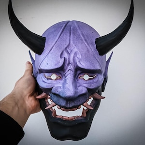 Oni Purple Demon Traditional Japanese Wearable or Decorative Mask