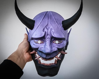 Oni Purple Demon Traditional Japanese Wearable or Decorative Mask
