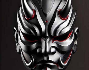 Oni Blood Mask STL File – 3D Print Samurai Cyberpunk Mask