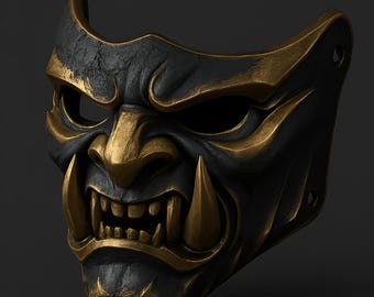 Japanese Samurai Oni Black King Warrior Mask – 3D Printable STL