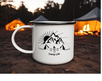 Camp Life coffee mug. Great companion for that favorite beverage at your camping or picnic spot in the great outdoors.