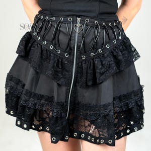 Zipper Mini Skirt, Black High Waist Punk Skirt For Women, Y2K Emo Streetwear, Grunge Gift For Her, Edgy Club Outfit
