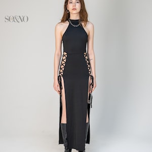 galaxy metallic maxi dress green Queen Style Metallic Fabric Cross Neck Cutout Slit Pleated Maxi Dress –  roschic