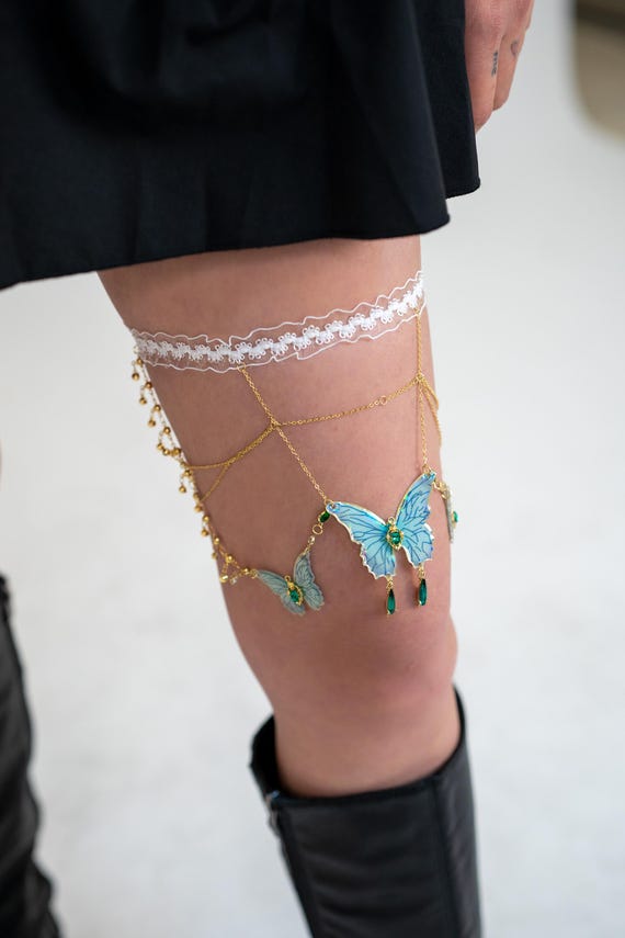 Butterfly Leg Chain, edding Jewelry , Leg Garter Feminine Accessory for Festival Party Costume