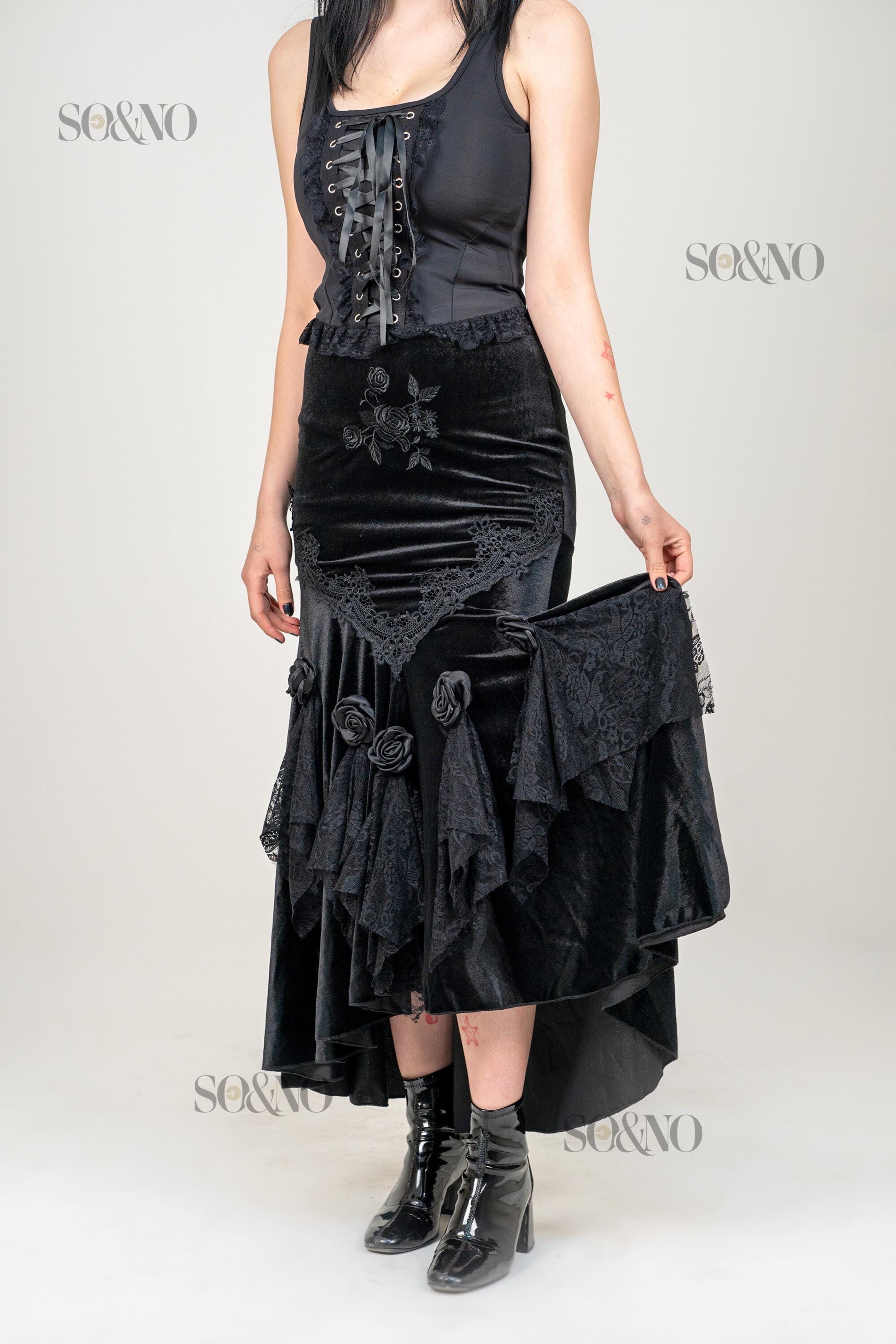 Damen Vintage Steampunk Rock – Viktorianischer Bodycon-Maxirock Mit Fischschwanz