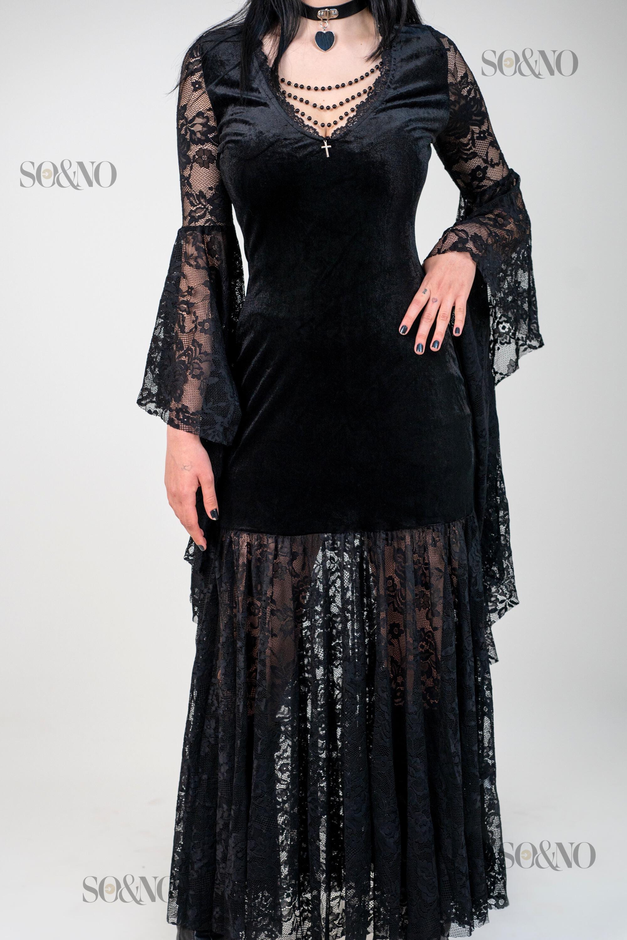 Gothic Velvet Black Lace Dress Bell Sleeve Maxi Dress Vintage Witch Dress Asymmetrical Dark Dress Halloween Outfit Alternative Clothing Gothic Velvet Black Lace Dress Bell Sleeve Maxi Dress Vintage Witch Dress Asymmetrical Dark Dress Halloween Outfit Alternative Clothing