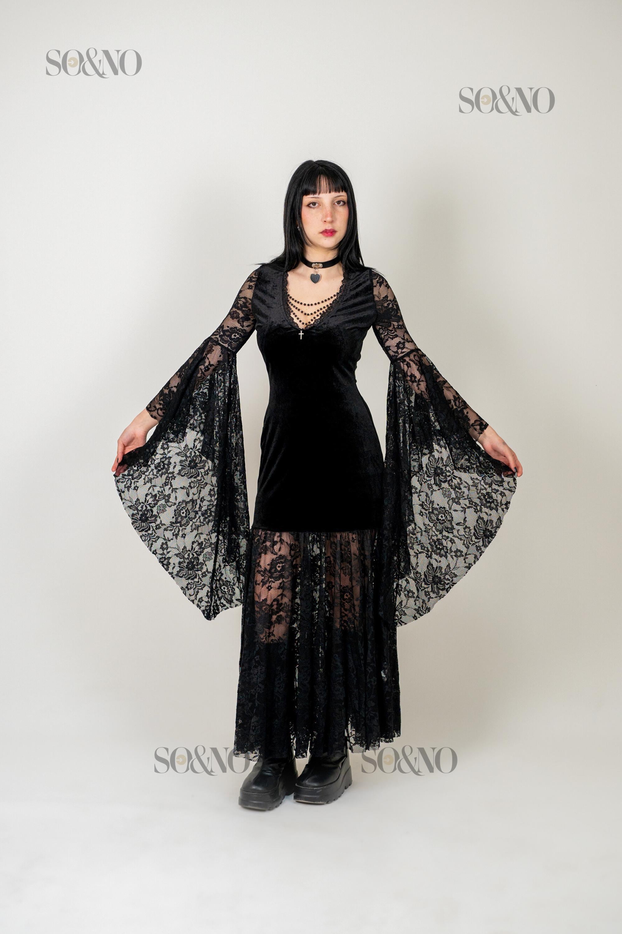 Gothic Velvet Black Lace Dress Bell Sleeve Maxi Dress Vintage Witch Dress Asymmetrical Dark Dress Halloween Outfit Alternative Clothing Gothic Velvet Black Lace Dress Bell Sleeve Maxi Dress Vintage Witch Dress Asymmetrical Dark Dress Halloween Outfit Alternative Clothing