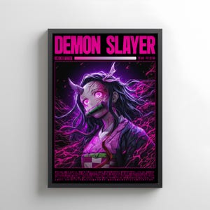 Nezuko kamado Black, Demon Slayer Anime Digital Poster, Anime Gifts, Anime Wall Art for Kids Room, Decor Wall Collage, Gifts