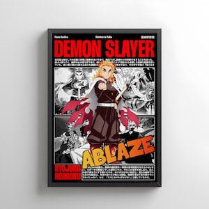 Kyojuro Rengoku V2 BLACK Demon Slayer Hashira Anime Digital Poster, Anime Gifts, Anime Wall Art for Kids Room, Decor Wall Collage, Gifts