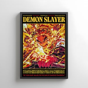 Kyojuro Rengoku Demon Slayer Hashira, affiche numérique d&#39;anime, cadeaux anime, oeuvre d&#39;art mural anime pour chambre d&#39;enfant, collage mural décoratif, cadeaux