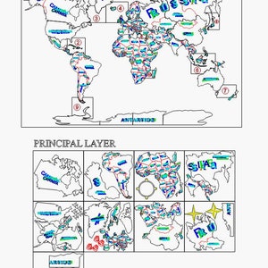 Mapamundi para corte laser MultiLenguaje Es-En-Fr-It archivo SVGDXFAI imagen 9