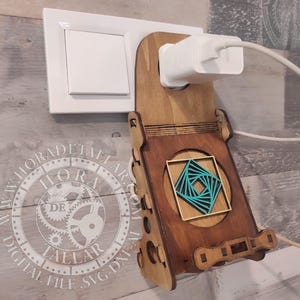 Laser cut file - horizontal plug-in mobile phone holder