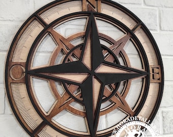 Laser cutting file - Compass rose - SVG+DXF+AI Multilayer