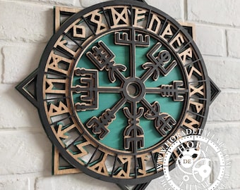 Laser cutting file - Vegvisir 3 layers - SVG+DXF+AI Multilayer