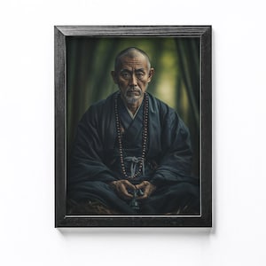 The Compassionate Monk Japanese Wall Art Buddhist Portrait Poster Print
