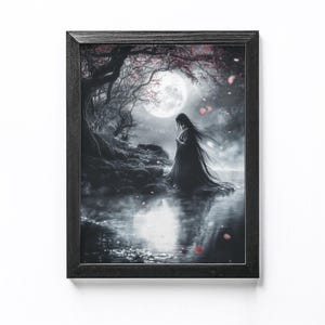 Halloween Poster Japanese Yurei Ghost by the Water Horror Art Kowai Anime Poster Print Wall Decor