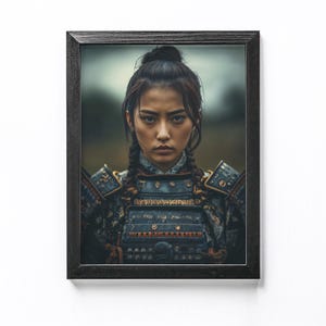 Stampa poster da parete con ritratto di donna samurai senza paura, guerriera giapponese, decorazione