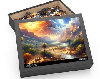 Joshua 10:12 Sun & Moon Bible Verse Puzzle 120/252/500 Pieces - Christian Faith Jigsaw puzzle, Illustrated Scripture Game