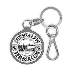 Jerusalem Stamp Biblical Keyring - Holy Land Acrylic Keychain, Religious Gift
