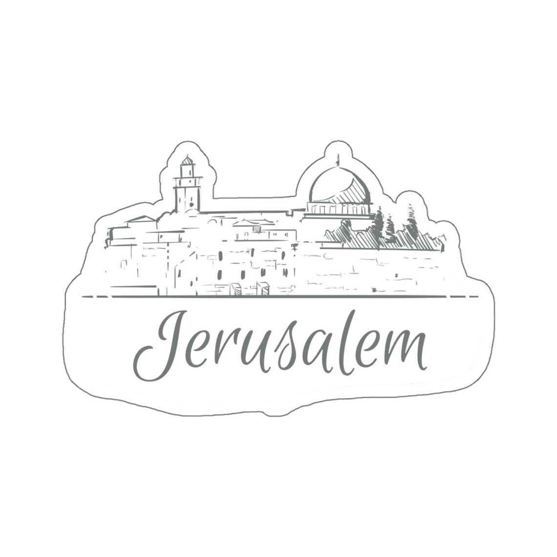 Jerusalem Skyline Sticker - Religious Home Decor, Inspirational Vinyl ...
