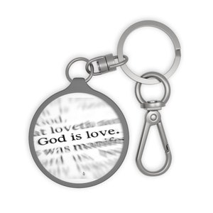 God is Love Bible Verse Keyring - Scripture Keychains Inspirational Tag - Biblical Faith Key Chain