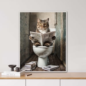 Gato en el baño, generado por IA, animales de baño, periódico, retrato vintage, retrato de animales, arte digital, póster, retrato de animales divertido,