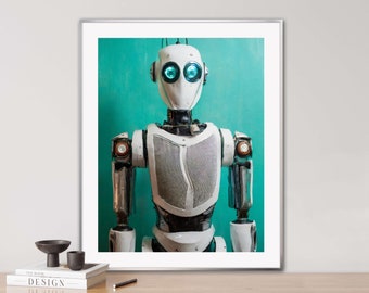 Robot portrait, AI generated, inkjet print on 310g fine art photo paper