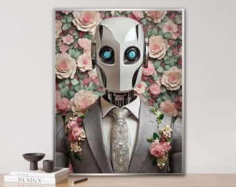Robot portrait, AI generated, inkjet print on 310g fine art photo paper