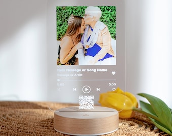 Personalized Song Plaque with Stand | Gifts for Grandma | Gift for Mom & Dad | Custom Picture Acrylic Music Plaque | Anniversary Gifts