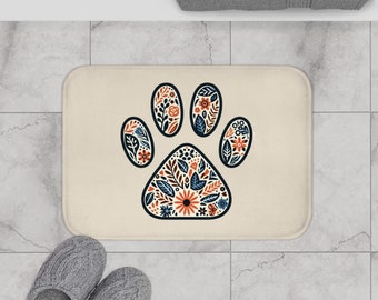 Tapis de bain tapis de douche patte de chien fleurs Beige salle de bain douche maison