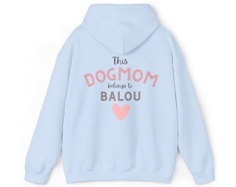 Personalized Dogmom Hoodie This DogMom belongs to 1 to 3 dog names motif heavy blend hooded sweatshirt dogs