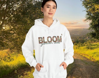 Bloom Garden Love Print Hippie Hoodie Boho Heavy Blend™ Hooded Sweatshirt Pullover Hood