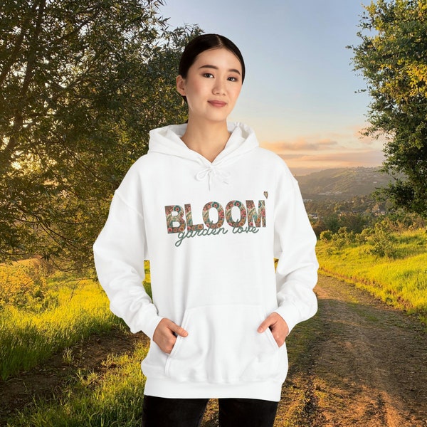 Bloom Garden Love Print Hippie Hoodie Boho Heavy Blend™ Hooded Sweatshirt Pullover Kapuze