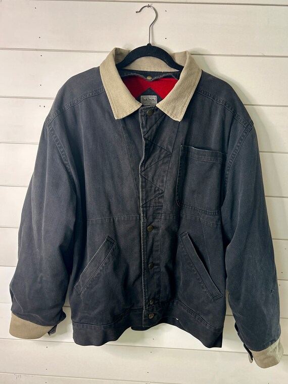 1990s Black Denim Chore Jacket with Removable Wool