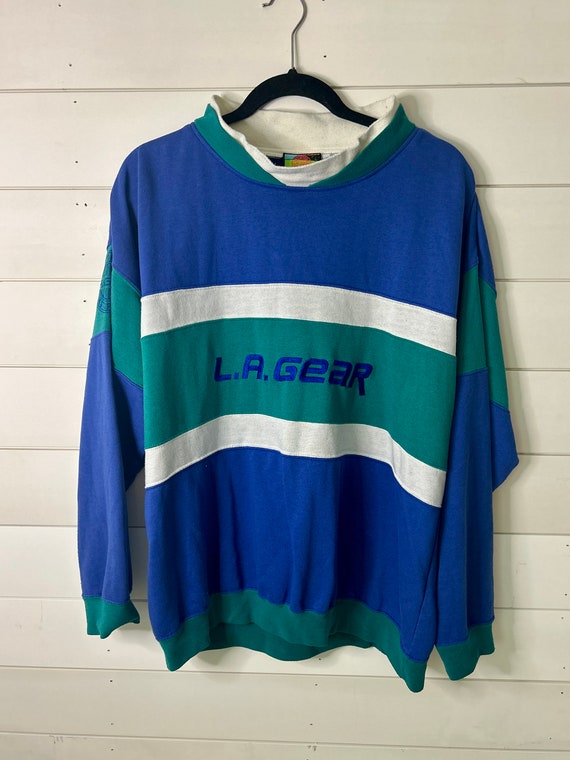 1990s LA Gear Striped Crew Neck Pullover Sweatshir