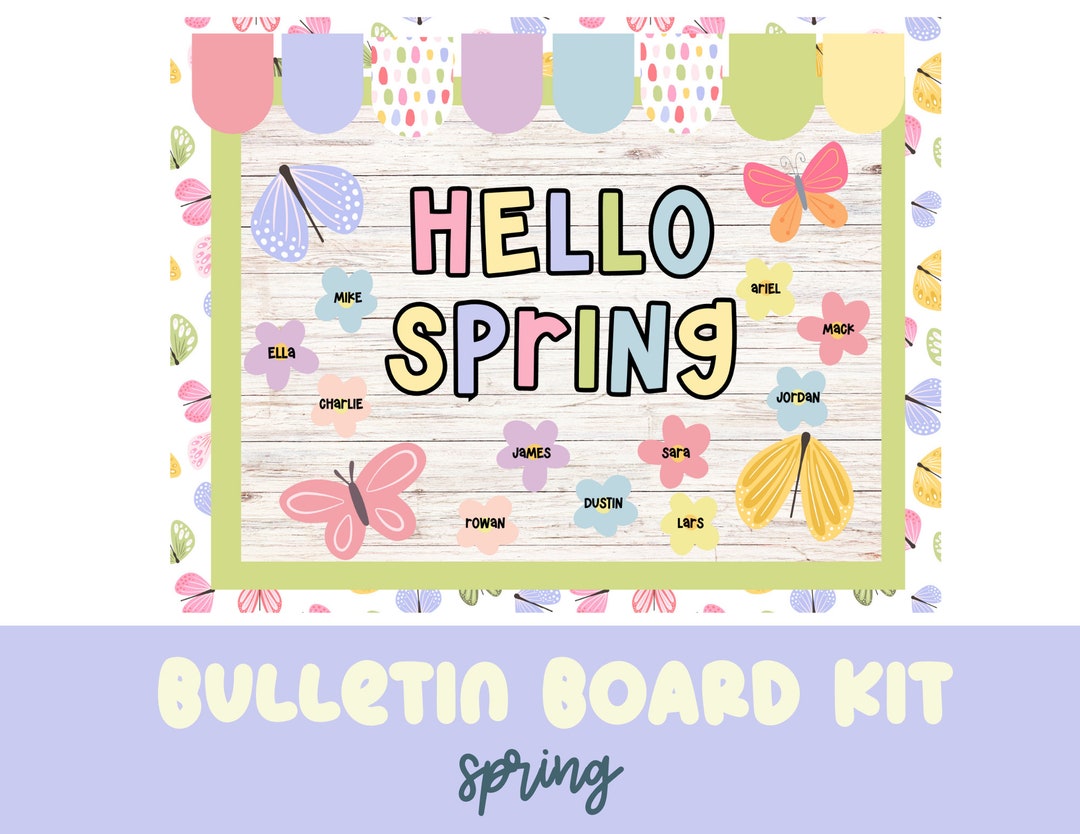 Hello Spring - Butterfly and Flower Classroom Decor - Bulletin Board ...