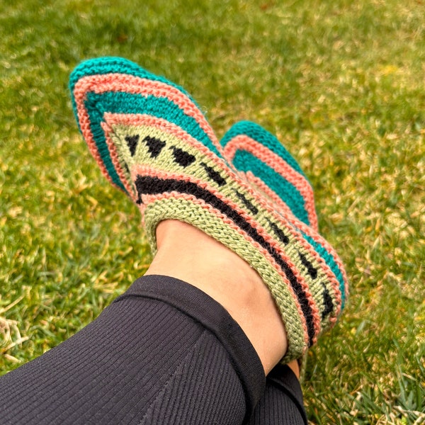 Handmade Crochet Colorful Women’s Slippers - Turkish Knitted Booties