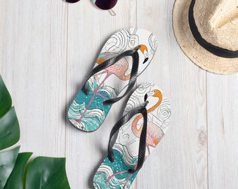 FLAMINGOS Rubber Sole FLIP FLOPS For Women Wear, Stylish Birds Summer Flip Flop Gift