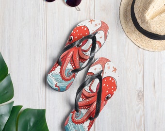 OCTOPUS Summer FLIP FLOPS Perfect For Gift - Animal Rubber Sole Beach Flip flops For Women