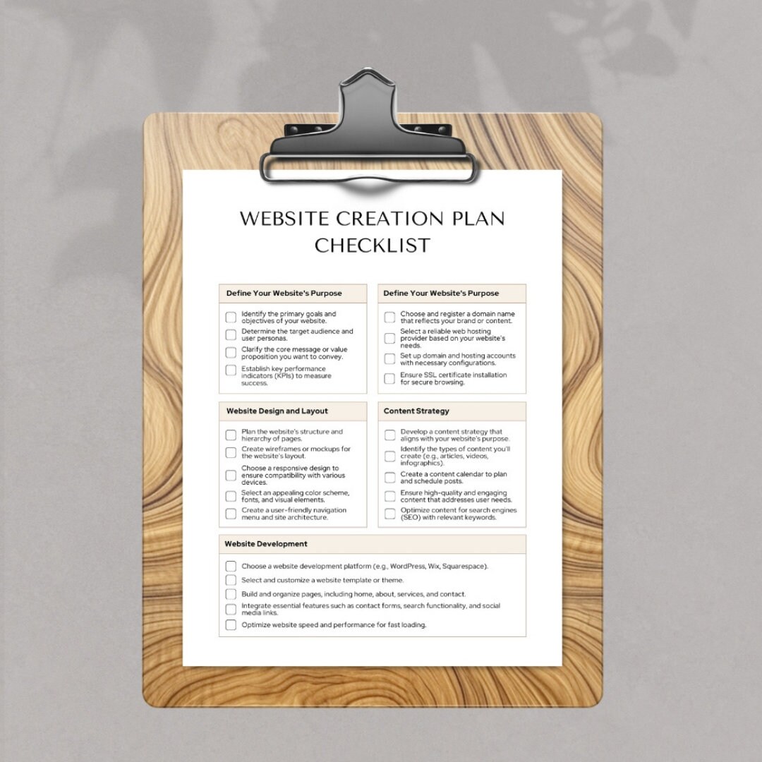 Printable Website Creation Plan Checklist: Simplify Your Website Launch ...