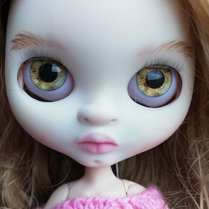 Custom Blythe doll white skin brown hair OOAK Blythe unique collectible doll gift for her repaint beautiful face