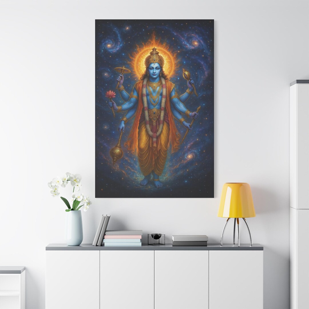 Lord Vishnu Canvas Art: Hindu God Cosmic Wall Decor - Etsy